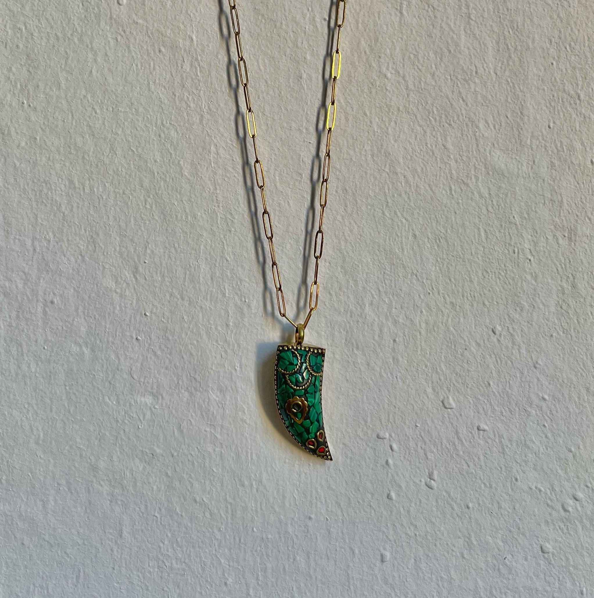 Corno Tibet in malachite